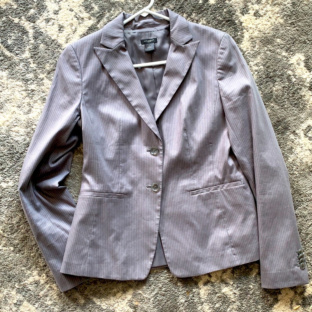 Gray Stripe Blazer Ann Taylor 2